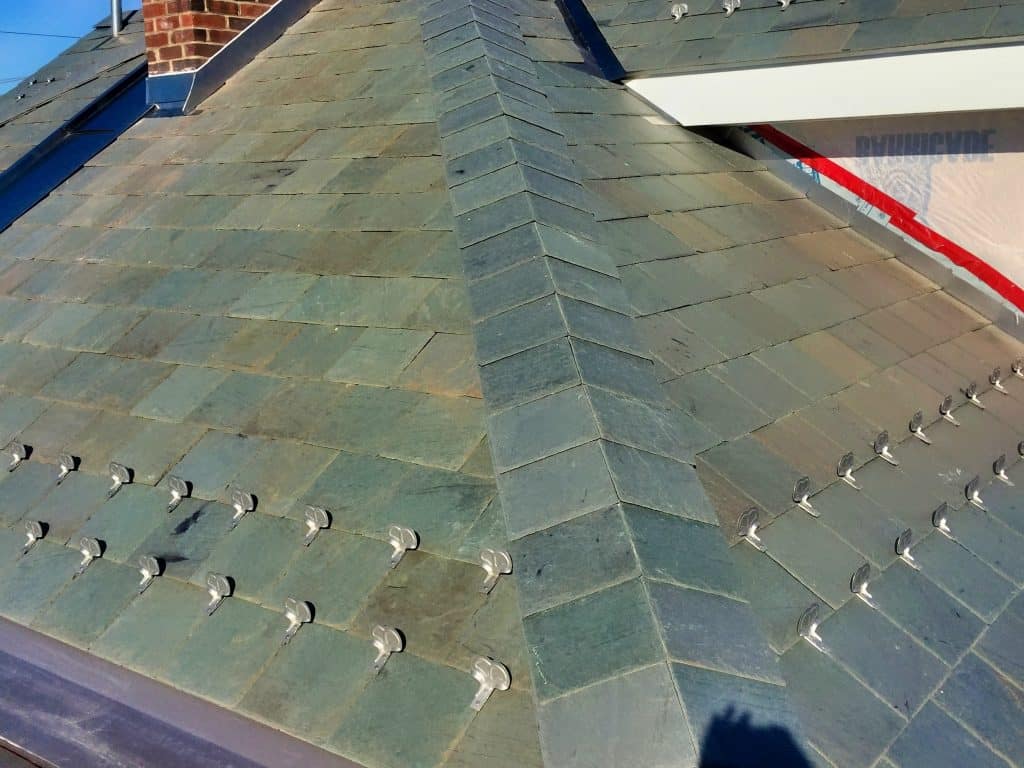new slate roofing on home